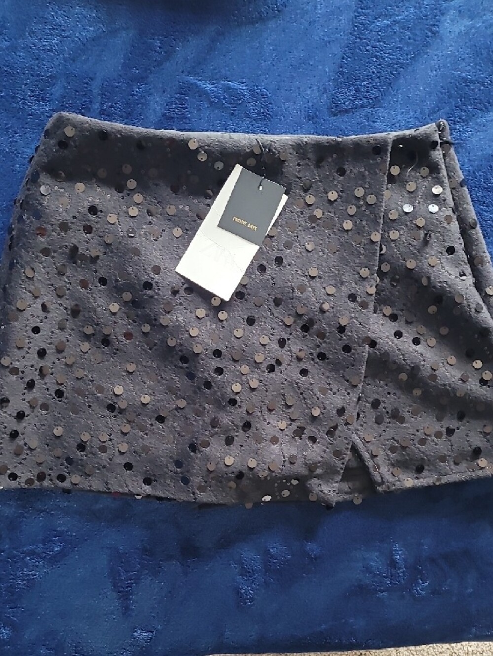 NWT Zara Black Sequin Mini Skort Small